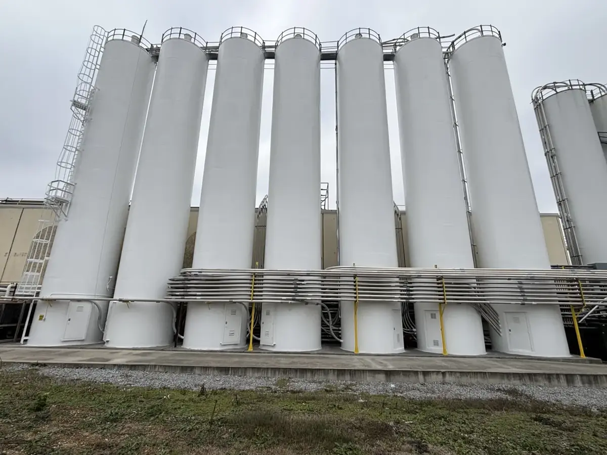 Plant storage silo tanks painted by EPP